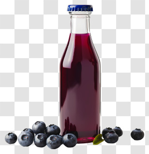 Food Drinks - Bottle Of Blueberry Juice With Fresh Blueberries Transparent PNG