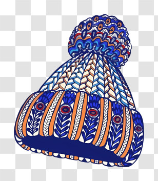 Woven Knitted Cap - Colorful Knitted Hat With Patterns Transparent PNG