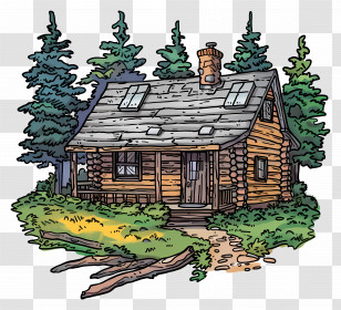 Log Cabin House - Cozy Cabin In The Woods Transparent PNG