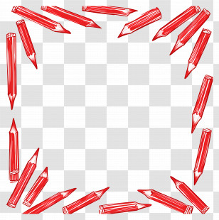 Pencils Frame - Red Pencils Forming A Frame Transparent PNG