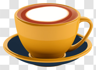Coffee Cup - Yellow Coffee Cup With Saucer Transparent PNG