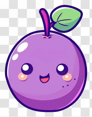 Fruit - Cute Cartoon Purple Plum Transparent PNG