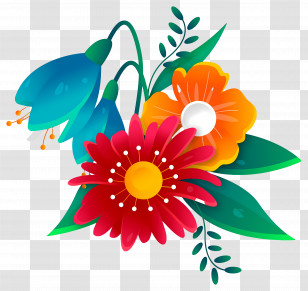 3d Flowers - Colorful Flower Bouquet Transparent PNG