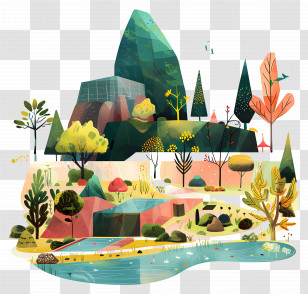 Museum Landscape - Beautiful Cartoon Natural Landscape Transparent PNG