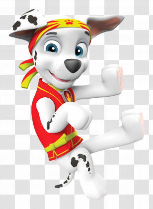 Paw Patrol - Cartoon Dalmatian Dog In Red Outfit Transparent PNG