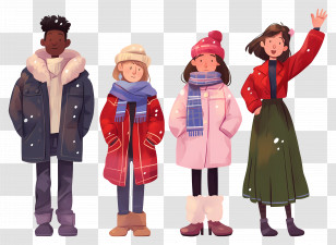 Cartoon People - Winter Fashion Illustration Transparent PNG