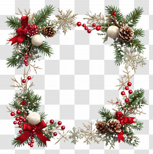 New Year Frame - Beautiful Christmas Decorative Wreath Design Transparent PNG