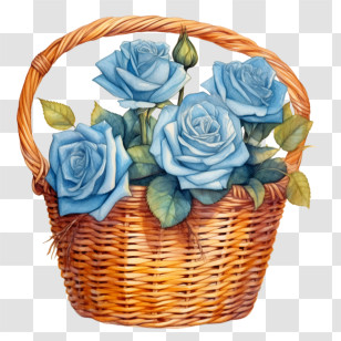 Watercolor Blue Rose
 - Basket Of Blue Roses Transparent PNG