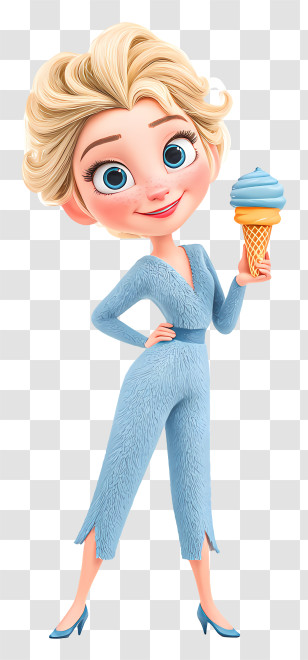 Frozen Elsa Holding Ice Cream - Girl With Ice Cream Cone Transparent PNG
