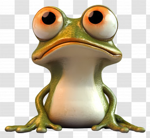 Cute Frog - Adorable Green Cartoon Frog With Big Eyes Transparent PNG