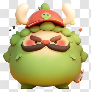Grumpy Man - Cute Green Cartoon Character Transparent PNG