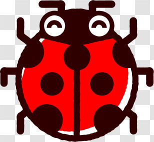 Icon - Cartoon Ladybug With Bold Red And Black Design Transparent PNG