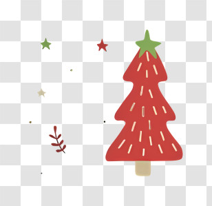 Christmas Tree - Red Christmas Tree With Stars Transparent PNG