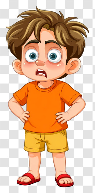 Surprised Little Boy - Shocked Cartoon Boy In Blue Tank Top Transparent PNG
