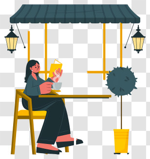 Coffee - Woman Enjoying Drink At Outdoor Cafe Transparent PNG