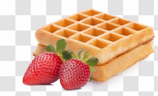Belgian Waffle Strawberry Ice Cream - Meal Transparent PNG