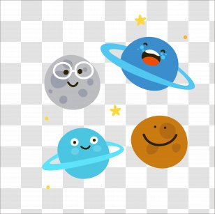 Solar System Planet Cartoon Illustration - Saturn - Flat Earth Icon Transparent PNG
