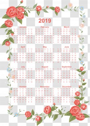 2019 Calendar Printable. - Petal - Image File Formats Transparent PNG
