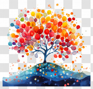 September Equinox - Colorful Abstract Tree Illustration Transparent PNG