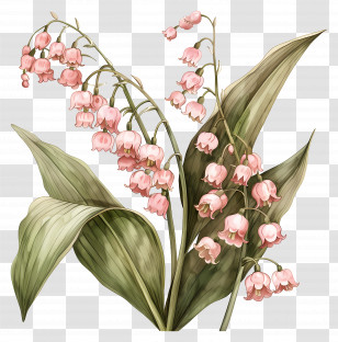 Pink Lily Of The Valley - Beautiful Pink Flowers With Green Leaves Transparent PNG