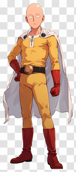 Saitama - Strong Hero In Yellow Superhero Style Drawing Transparent PNG