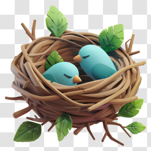 Bird Nest - Birds Resting In A Cozy Nest Transparent PNG