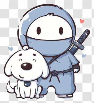 Cute Cartoon Ninja - Cute Ninja With A Dog Cartoon Illustration Transparent PNG