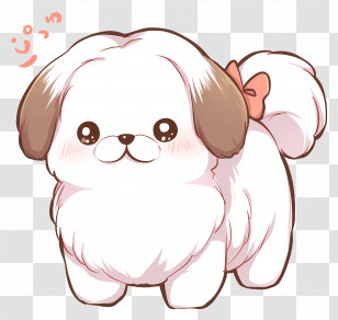Cute Dog - Fluffy Dog With Bow Transparent PNG