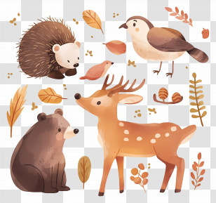 Watercolor Forest Animals - Forest Animals Cartoon Illustration Transparent PNG