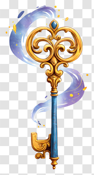 Mystic Key With Magical Aura - Ornate Golden Magic Key Transparent PNG