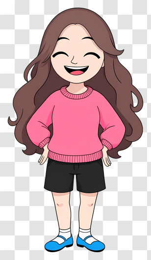 Woman Laughing - Happy Girl In Pink Sweater Cartoon Transparent PNG