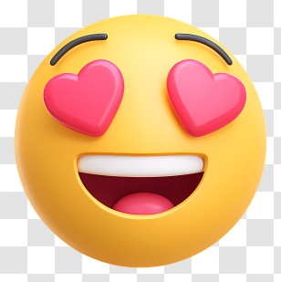 3d Love Emoji - Yellow Love Emoji With Hearts Transparent PNG
