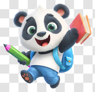 Cheerful Panda Ready For School - Cheerful Panda Student Transparent PNG
