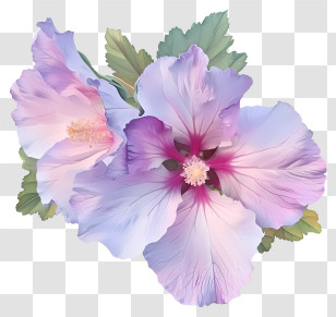 Pastel Rose Of Sharon - Purple And Pink Hibiscus Flowers Transparent PNG