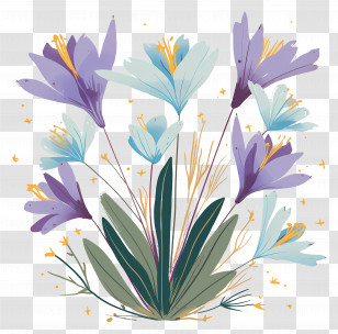 Crocus Flowers - Delicate Purple And Blue Crocus Flowers Transparent PNG