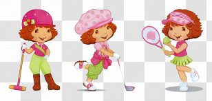 Strawberry Shortcake - Strawberry Girl In Various Sports Outfits Transparent PNG