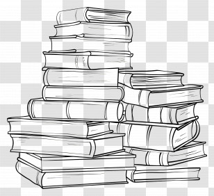 Books - Outline Stack Of Books In Line Art Style Transparent PNG
