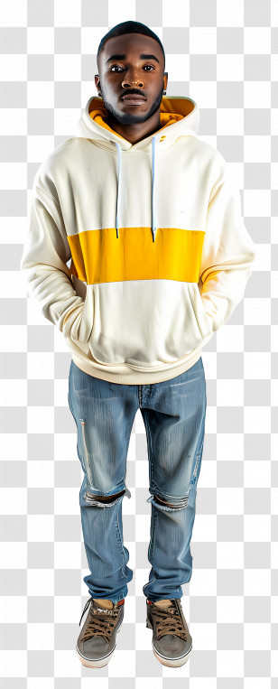 Thinking Black Man - Casual Modern Man In Yellow And Blue Outfit Transparent PNG