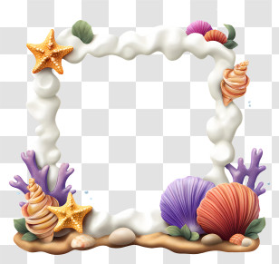 Ocean Frame - Oceanic Shell Frame Transparent PNG