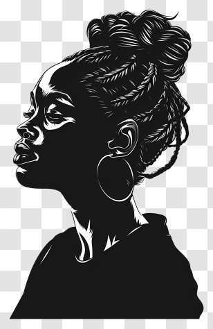 Black History Month - Black And White Silhouette Of A Woman Transparent PNG