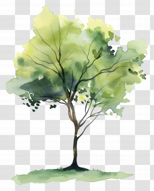 Watercolor Tree Plan - Beautiful Watercolor Tree Illustration Transparent PNG