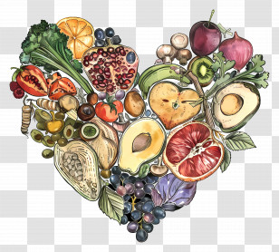 Healthy Food - Heart Of Fruits And Vegetables Transparent PNG