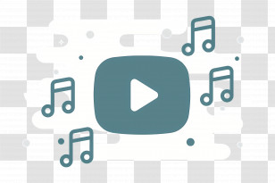 Play Button And Music Notes - Play Button With Music Notes Transparent PNG