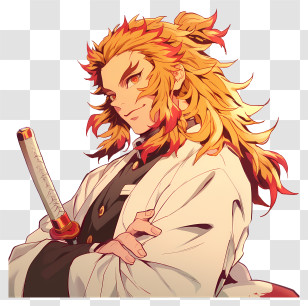 Kyōjurō Rengoku - Fiery Golden-Haired Samurai Transparent PNG