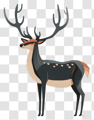 Reindeer - Cartoon Deer With Majestic Antlers Transparent PNG