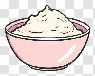 Greek Yogurt - Bowl Of Cream In Pink Dish Transparent PNG