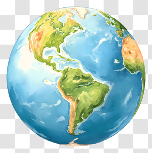 Watercolor Earth - 3D Earth Globe Transparent PNG