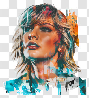 Taylor Swift - Colorful Artistic Portrait Illustration Transparent PNG