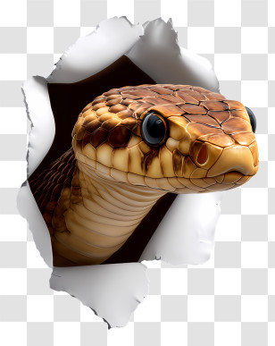 Snake Come Out - Snake Breaking Through Paper Transparent PNG
