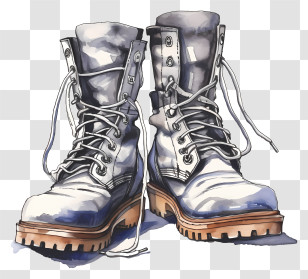 Sketch Winter Boots - Rugged Lace-Up Boots Illustration Transparent PNG